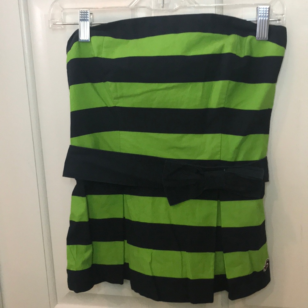 Hollister Lime Green & Navy Striped Top